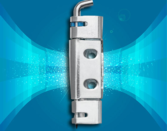 Secured hinge pin on surface mounted 120° door hinge